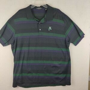 Carnoustie‎ Men's XXL Black Green Striped Golf Rugby Polo Shirt 2XL
